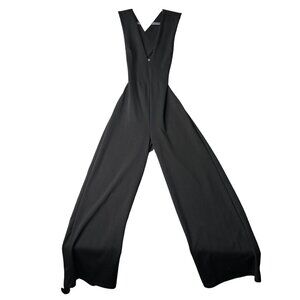 Black Sleeveless Wide-Leg Jumpsuit With Cross Back & V-Neck Size Small